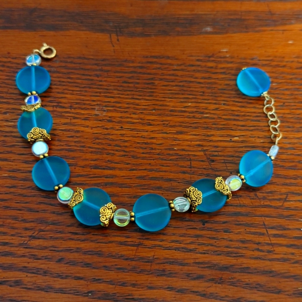 Beautiful aqua glass bracelet